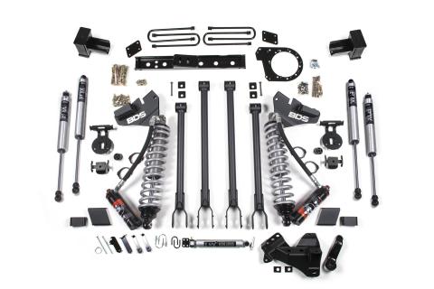  2017-2019 Ford F250/F350 4WD 6 Inch 4-Link Suspension Lift Kit 4 Inch Rear Block Diesel 2 Leaf Main Fox 2.5 PES C/O Front Fox 2.0 Performance Shocks Aux Front Fox 2.0 IFP PS Rear Block Kit and Add A Leaf